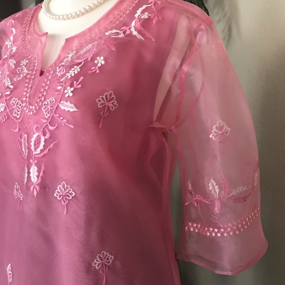 Blush Pink Kimona Blouse or Ladies Barong Tagalog with beautiful embroidery - Picture 8 of 16